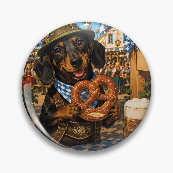 Item preview, Dachshund at the Oktoberfest with a pretzel. designed and sold by Nomad-Paws.