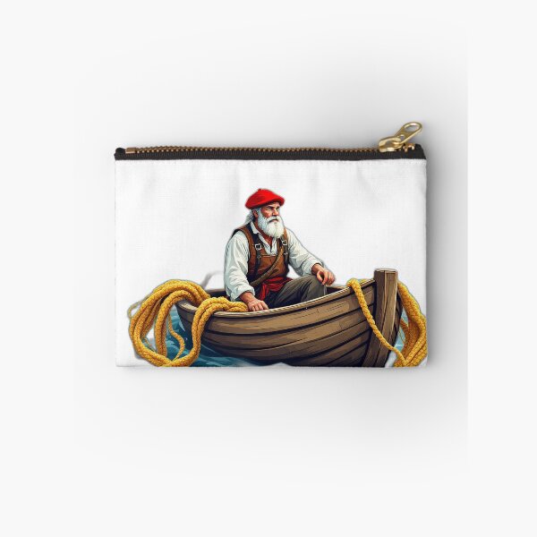 Item preview, Basque Fisherman in Wooden Boat — Vintage Coastal Illustration Art designed and sold by DONOSTIADESIGN.