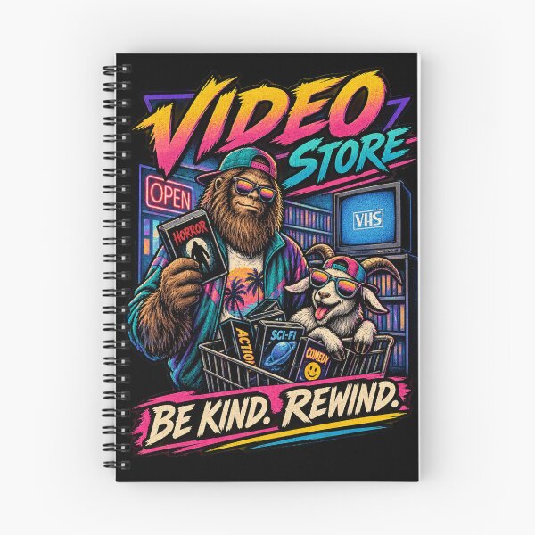 Item preview, Video Store Be Kind Rewind – Bigfoot & Goat Retro VHS designed and sold by NicheBloom.