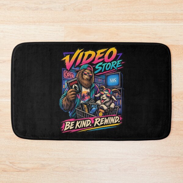 Item preview, Video Store Be Kind Rewind – Bigfoot & Goat Retro VHS designed and sold by NicheBloom.