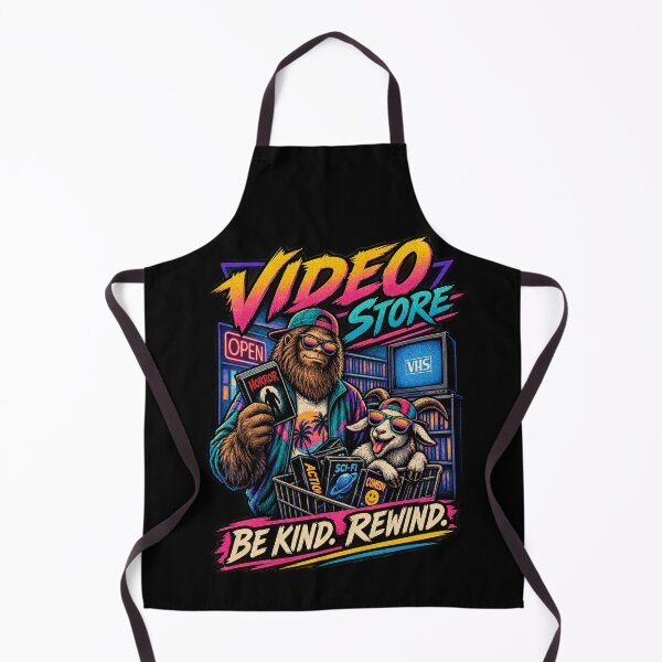 Item preview, Video Store Be Kind Rewind – Bigfoot & Goat Retro VHS designed and sold by NicheBloom.