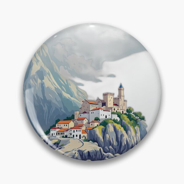 Item preview, Basque Coastal Castle & Whale Shadow — Vintage Cantabrian Cliffside Illustration designed and sold by DONOSTIADESIGN.