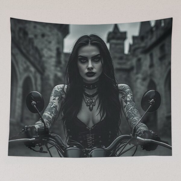 Item preview, Dark Goth Vampire Biker Girl designed and sold by TheDarkWardrobe.