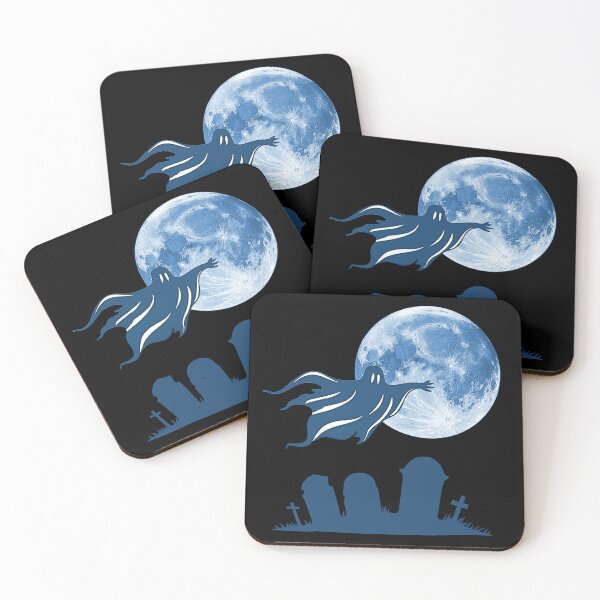 Item preview, Graves, flying ghost silhouette, full moon design designed and sold by Kirei-Lily.