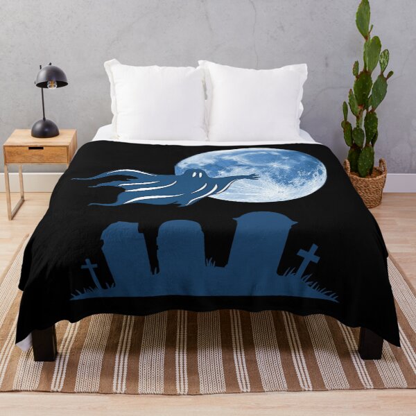 Item preview, Graves, flying ghost silhouette, full moon design designed and sold by Kirei-Lily.