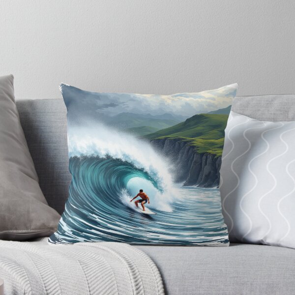 Aperçu de l'œuvre Surfeur basque sur le tube — Affiche audacieuse sur une vague côtière créée et vendue par DONOSTIADESIGN.