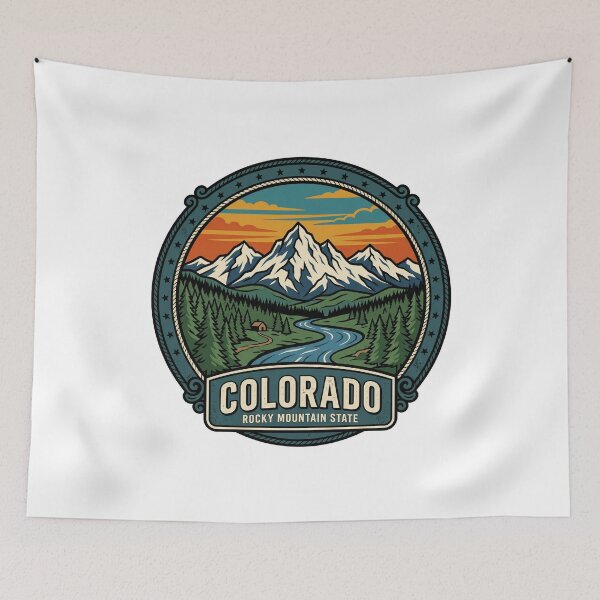 Item preview, Retro Colorado Rocky Mountain State Alpine Landscape Graphic designed and sold by Paper Drip.