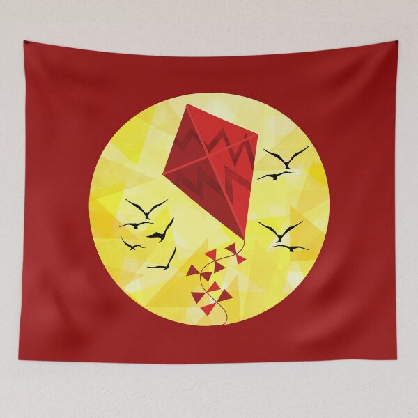 Item preview, Red Kite Flying Across a Geometric Sky designed and sold by Andrew Hitchen.