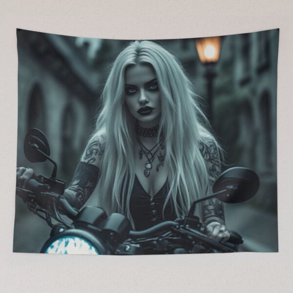 Item preview, Dark Goth Vampire Biker Girl designed and sold by TheDarkWardrobe.