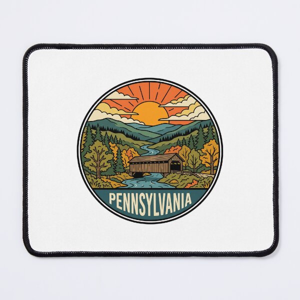 Item preview, Vintage Pennsylvania Covered Bridge Autumn Landscape Graphic designed and sold by Paper Drip.