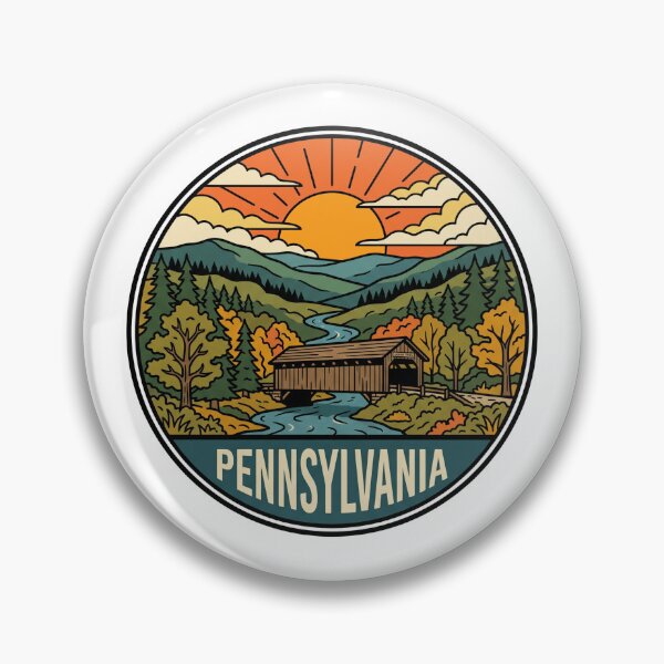 Item preview, Vintage Pennsylvania Covered Bridge Autumn Landscape Graphic designed and sold by Paper Drip.