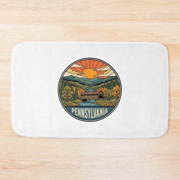 Item preview, Vintage Pennsylvania Covered Bridge Autumn Landscape Graphic designed and sold by Paper Drip.
