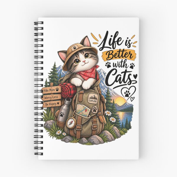 Item preview, Adventure Cat Explore More Worry Less | Hiking Cat T-Shirt designed and sold by ✨ Daily Vibe Studio ✨.