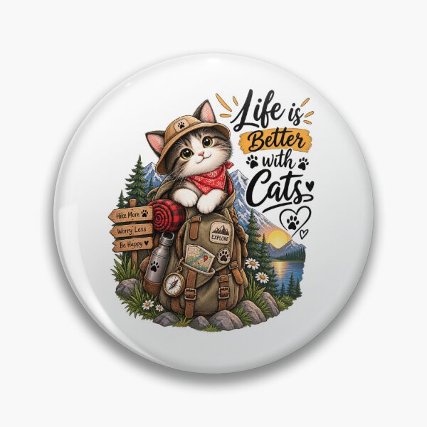 Item preview, Adventure Cat Explore More Worry Less | Hiking Cat T-Shirt designed and sold by ✨ Daily Vibe Studio ✨.