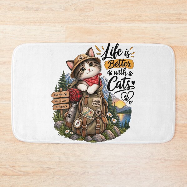 Item preview, Adventure Cat Explore More Worry Less | Hiking Cat T-Shirt designed and sold by ✨ Daily Vibe Studio ✨.