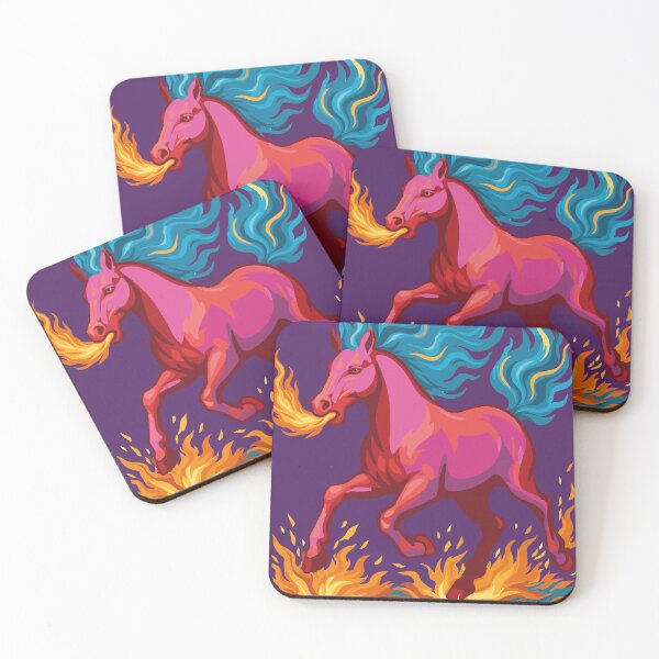 Item preview, Red Fire Horse, A stylized deeply pink horse made of fire designed and sold by Mevissart.
