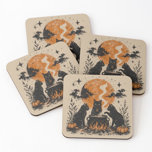 Item preview, Witch Cat Coven Halloween – Black Cats Cauldron Full Moon Gothic Design designed and sold by HiPatti.