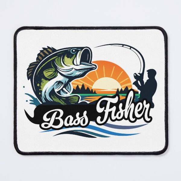 Item preview, Reel Fisher Largemouth Bass fishing logo style illustration. designed and sold by Art-Horizon.