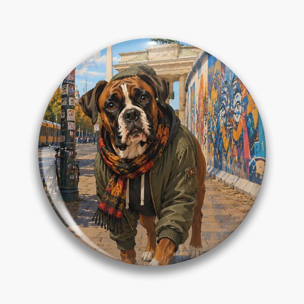 Item preview, Boxer strolling through Berlin. designed and sold by Nomad-Paws.