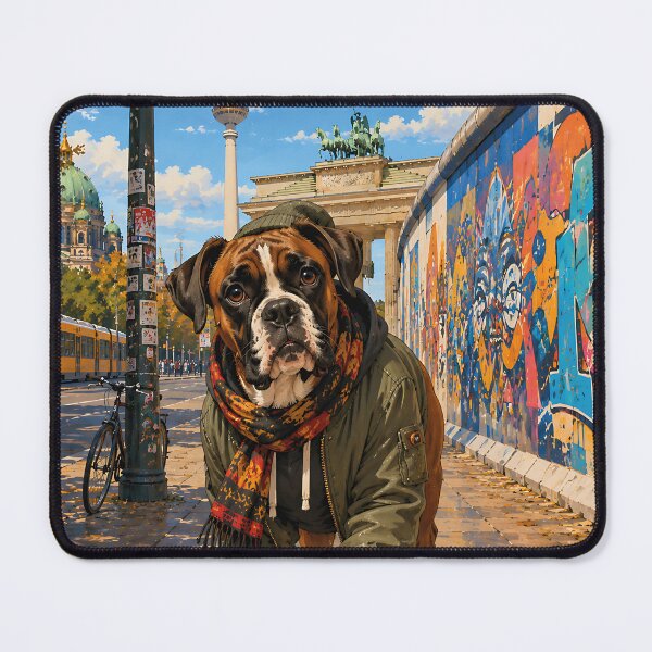 Item preview, Boxer strolling through Berlin. designed and sold by Nomad-Paws.