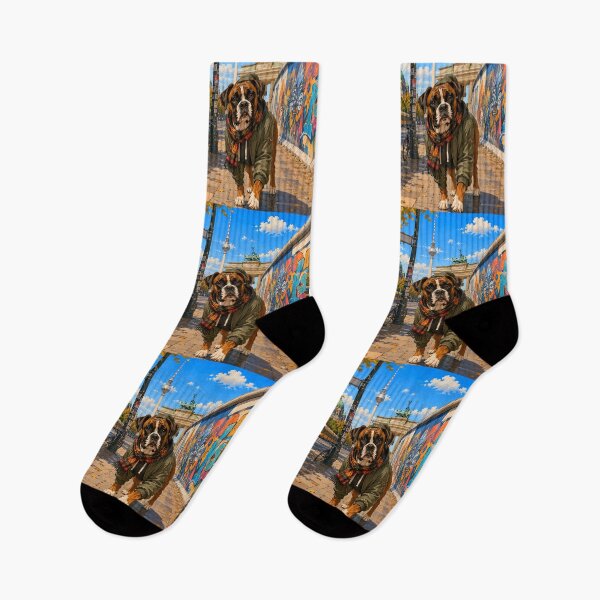 Item preview, Boxer strolling through Berlin. designed and sold by Nomad-Paws.