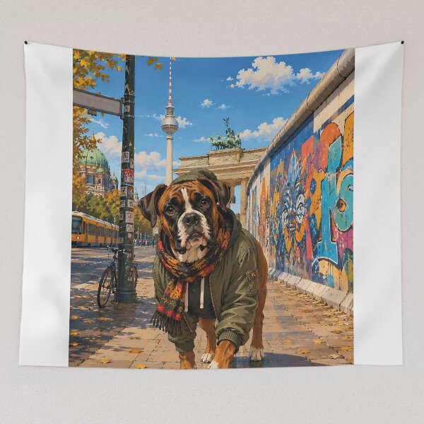 Item preview, Boxer strolling through Berlin. designed and sold by Nomad-Paws.