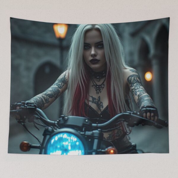 Item preview, Dark Goth Vampire Biker Girl designed and sold by TheDarkWardrobe.