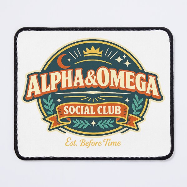 Item preview, Alpha and Omega Social Club Est Before Time Christian Faith Retro Design designed and sold by SoulThread Studio.