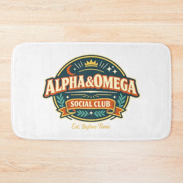Item preview, Alpha and Omega Social Club Est Before Time Christian Faith Retro Design designed and sold by SoulThread Studio.