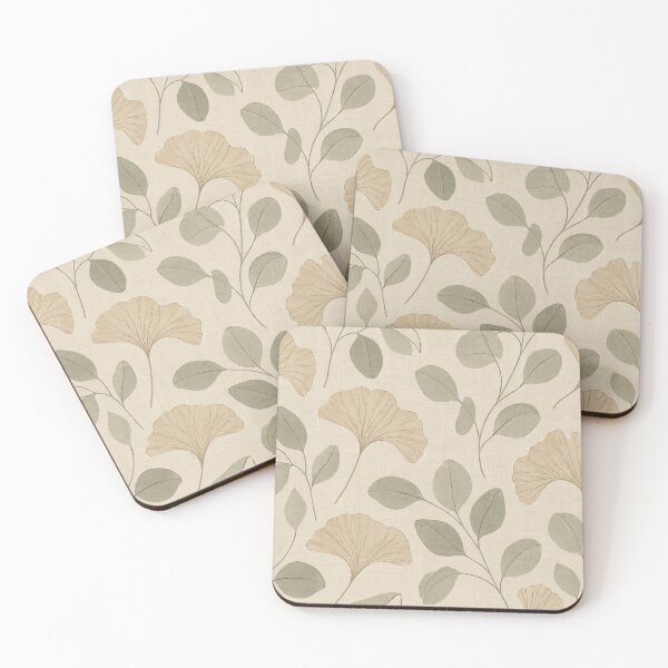 Item preview, Ginkgo Biloba Botanical Leaves Pattern Sage Green Beige designed and sold by QCena.