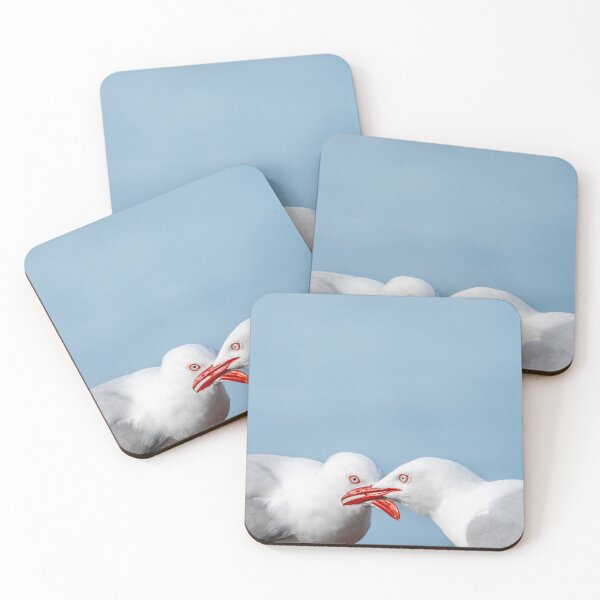 Item preview, Side-by-side colours and  features of two red-billed gulls, designed and sold by Brian Scantlebury.