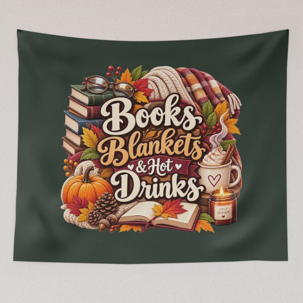 Item preview, Books Blankets & Hot Drinks – Cozy Autumn Book Lover Design designed and sold by astersgraphics.