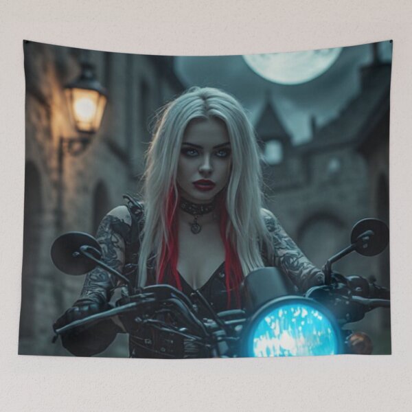 Item preview, Dark Goth Vampire Biker Girl designed and sold by TheDarkWardrobe.