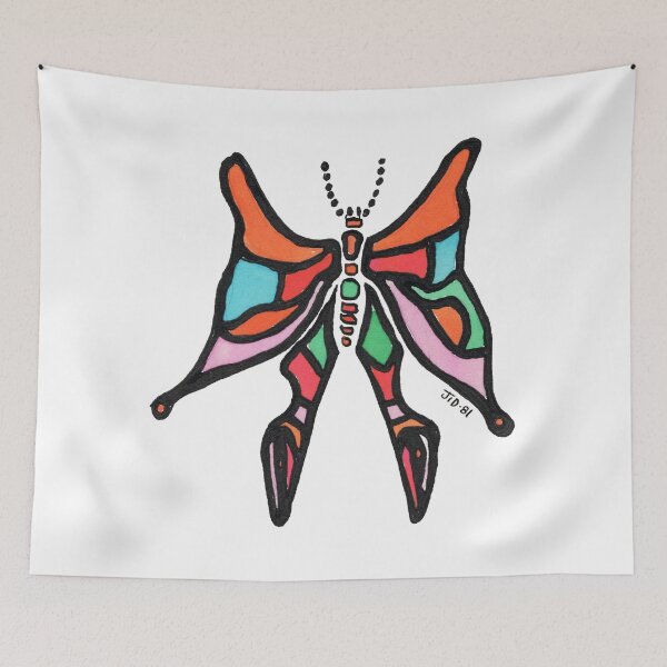 Item preview, Psychedelic Stained Glass Butterfly – Original 1981 Vintage Drawing designed and sold by RedHook-Art.