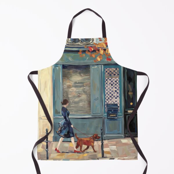 Item preview, French Neighborhood Walk – Woman Walking Her Dog designed and sold by CARRAANN.
