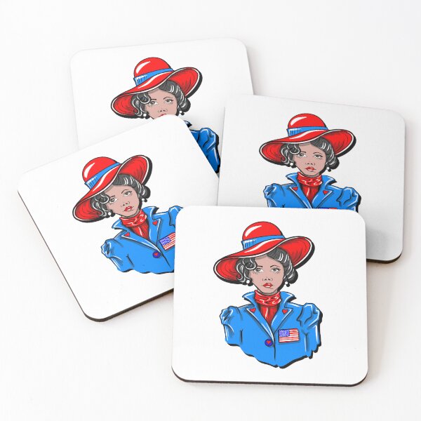 Item preview, Patriotic Vintage Woman Red Hat Blue Jacket American Flag Art designed and sold by Urban Muse And Sultry Hues.