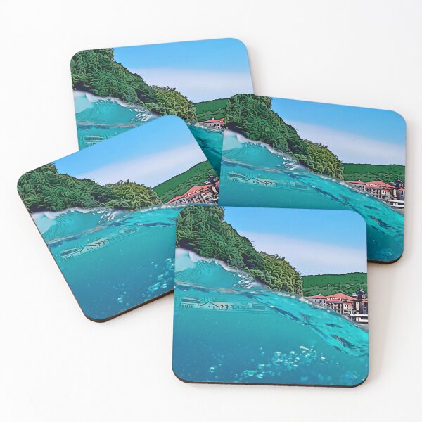 Item preview, Basque Coastal Village Through the Wave — Vivid Pop Art Seascape designed and sold by DONOSTIADESIGN.