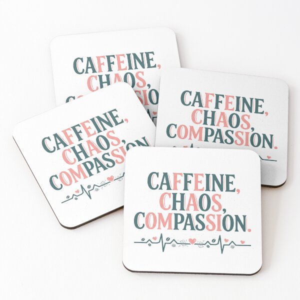 Item preview, Caffeine Chaos Compassion Coffee Lovers Nurse Heartbeat Design designed and sold by GroovyGoody.