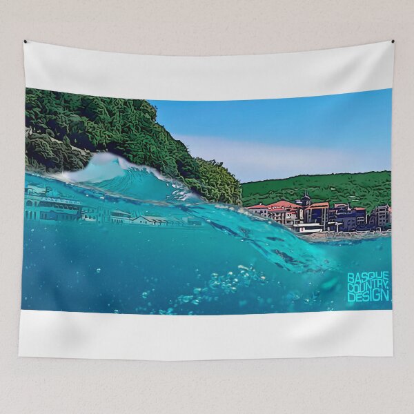 Item preview, Basque Coastal Village Through the Wave — Vivid Pop Art Seascape designed and sold by DONOSTIADESIGN.