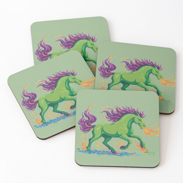 Item preview, Green Fire Horse, A stylized deeply green horse made of fire designed and sold by Mevissart.