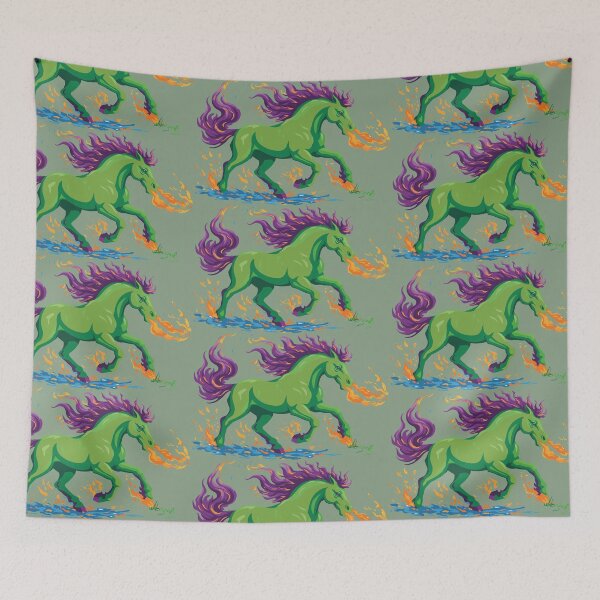 Item preview, Green Fire Horse, A stylized deeply green horse made of fire designed and sold by Mevissart.