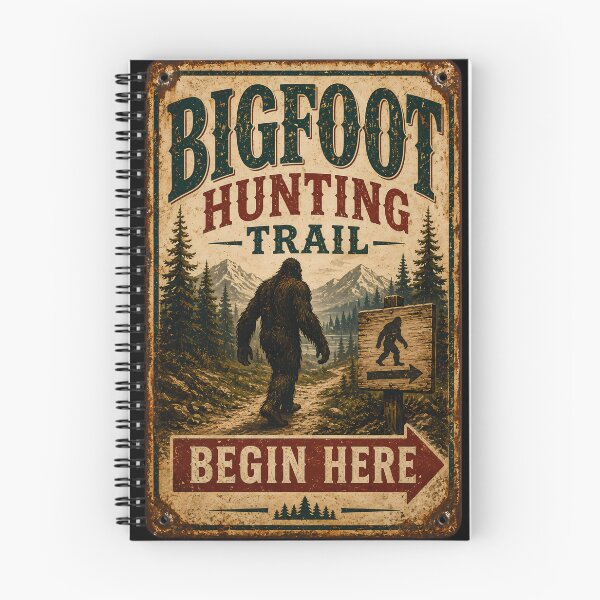 Item preview, BigFoot Hunting Retro Sign designed and sold by MarkColeImaging.