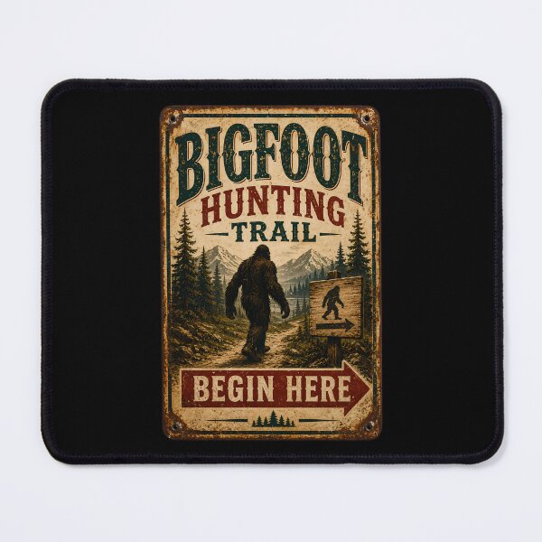 Item preview, BigFoot Hunting Retro Sign designed and sold by MarkColeImaging.