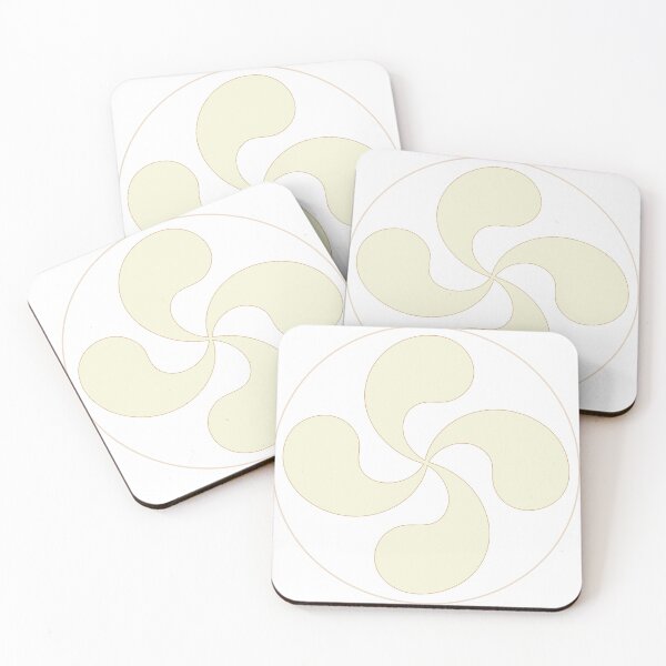 Artikelvorschau, Lauburu Cream Circle — Minimalistische baskische Kreuz-Soft-Line-Kunst entworfen und verkauft von DONOSTIADESIGN.