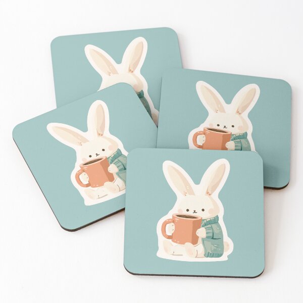 Item preview, Cute Kawaii Bunny Drinking Coffee designed and sold by BingYü · ✦.