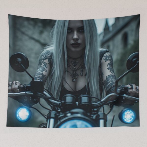 Item preview, Dark Goth Vampire Biker Girl designed and sold by TheDarkWardrobe.