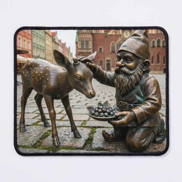 Item preview, Wroclaw Gnome With Deer – Bronze Garden Gnome Folk Art designed and sold by Purrfecta.