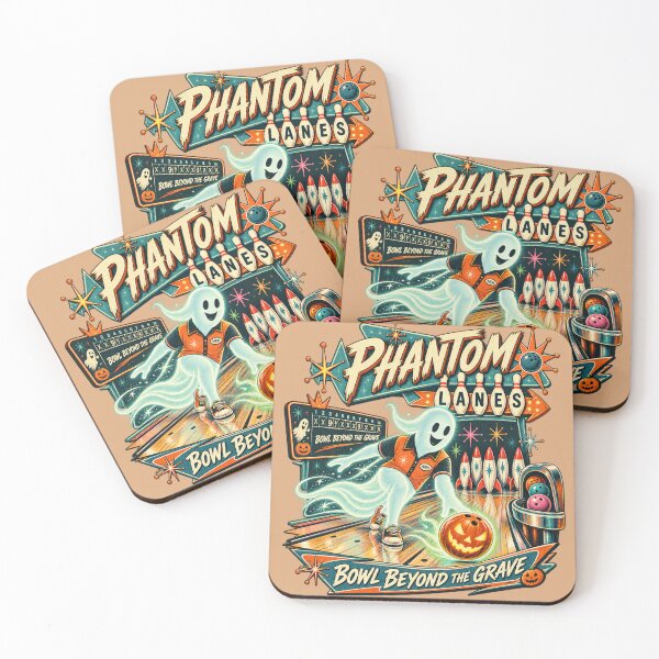 Item preview, Phantom Lanes Ghost Bowling Retro Halloween designed and sold by Normandy Road Heritage™ - Vintage Garage Art.