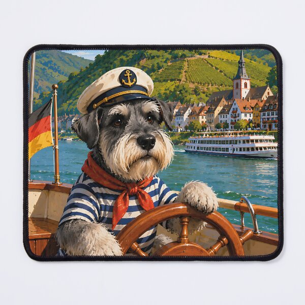 Item preview, Schnauzer sailing on the Rhine River. designed and sold by Nomad-Paws.