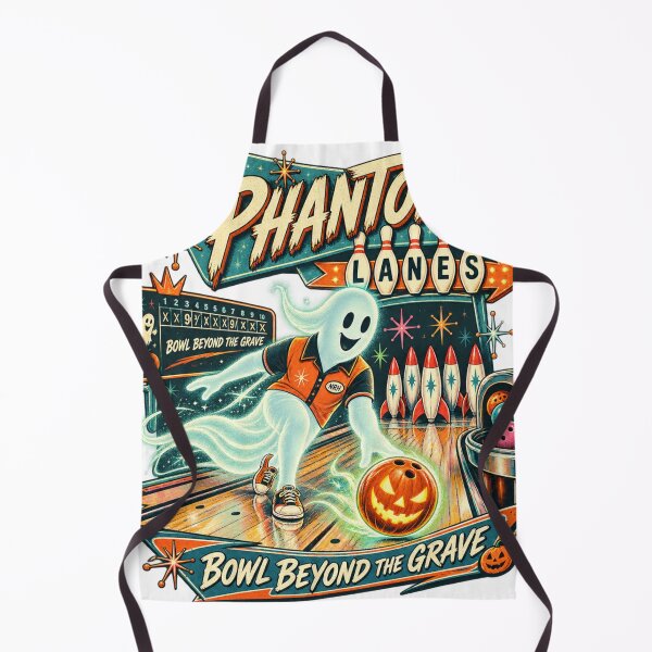 Item preview, Phantom Lanes Ghost Bowling Retro Halloween designed and sold by Normandy Road Heritage™ - Vintage Garage Art.